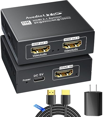Amazon.com: avedio links 8K HDMI Splitter 1 in 2 Out w/ 4ft 8K